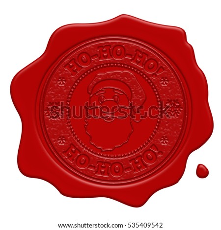 Ho-Ho-Ho! red wax seal isolated on white background, vector illustration