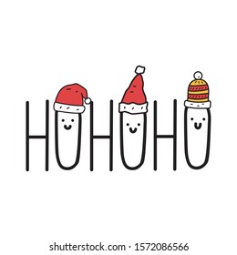 Hohoho. Vector hand drawn illustration for greeting card, stickers, t shirt, posters design.
