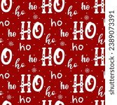 Ho-ho-ho-ho-seamless funny pattern. Christmas background for gift wrapping. 