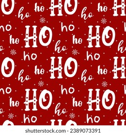 Ho-ho-ho-ho-seamless funny pattern. Christmas background for gift wrapping. 