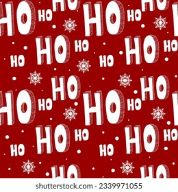 Ho-ho-ho-ho-seamless pattern. Cute Christmas background for gift wrapping. 