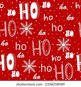 Ho-ho-ho-ho-seamless pattern. Funny Christmas background for gift wrapping. 