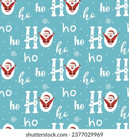 Ho-ho-ho-ho-seamless pattern. Funny Christmas background for gift wrapping. 