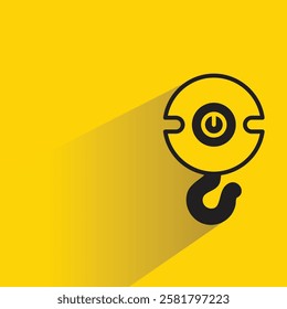 hoist and crane hook icon with shadow on yellow background