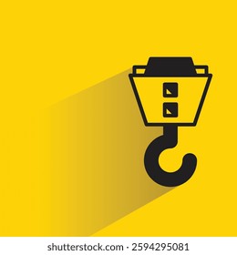 hoist and crane hook icon with shadow on yellow background