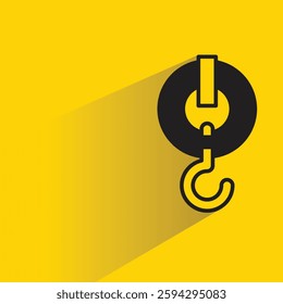 hoist and crane hook icon with shadow on yellow background