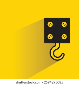 hoist and crane hook icon with shadow on yellow background