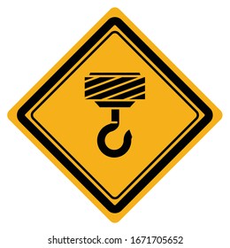 hoist or crane hook symbol yellow signage