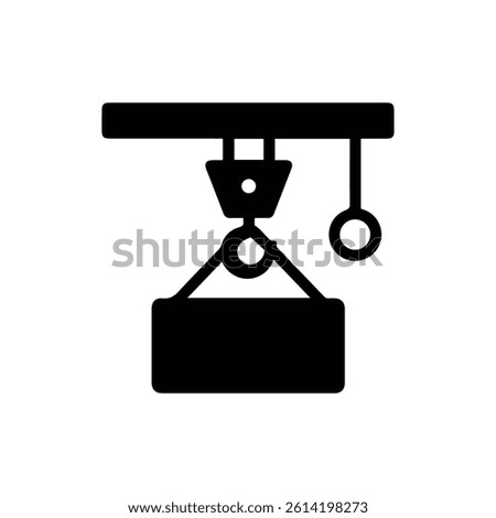 Hoist with Hook Icon Black Filled Minimal Simple View