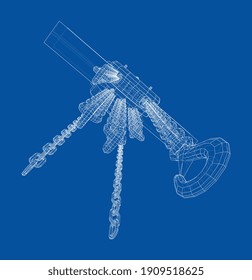 A Hoist on the beam. Vector rendering of 3d. Wire-frame style