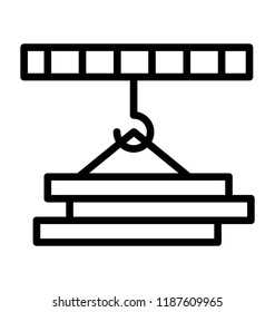Hoisted load on a hoist beam used in construction process 