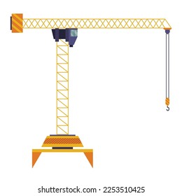 Icono de grúa de izamiento. Grúa de construcción. Equipamiento de estilo plano. Máquina pesada industrial amarilla. Levantamiento pesado