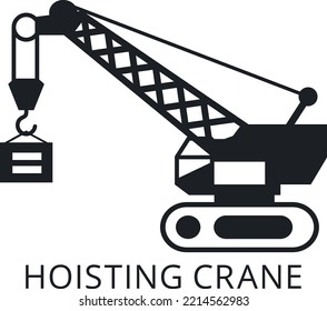 Hoisting Crane Tractor vehicles isolated vector Silhouettes