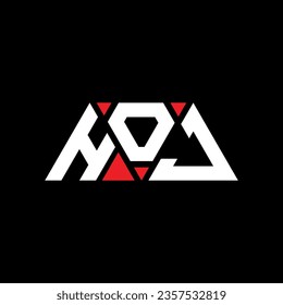 HOJ triangle letter logo design with triangle shape. HOJ triangle logo design monogram. HOJ triangle vector logo template with red color. HOJ triangular logo Simple, Elegant, and Luxurious design.