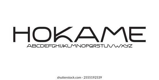 Hokame, modern abstract alphabet fonts. Typography technology, electronic, movie, digital, music, future, logo creative font.
