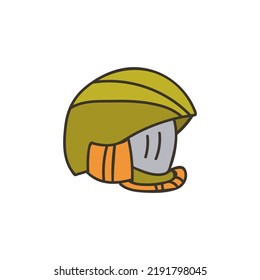 Hokey helmet colorful doodle illustration in vector. Helmet colorful illustration. Helmet colorful icon