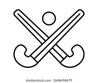 hokey  icon. Hockey sticks crossed with puck icons. hokey line vector illustration isolated on white background
