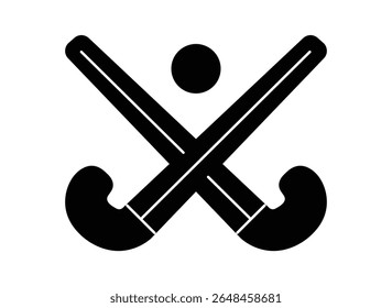 hokey  icon. Hockey sticks crossed with puck icons. hokey line vector illustration isolated on white background

