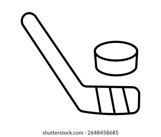hokey  icon. Hockey sticks crossed with puck icons. hokey line vector illustration isolated on white background
