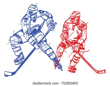 hokey players sketch 