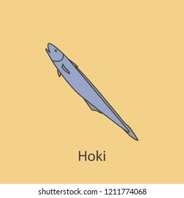 hoki 2 colored line icon. Simple purple and gray element illustration. hoki concept outline symbol design from fish set