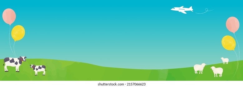 Hokkaido - Animals, Balloons and Blue Sky background