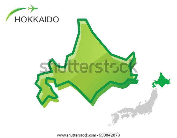 北海道日本の単純な地図のアイコン ベクターイラストの背景 のベクター画像素材 ロイヤリティフリー