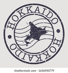 Hokkaido, Japan Stamp Postal. A Map Silhouette Seal. Passport Round Design. Vector Icon Design Retro Travel.