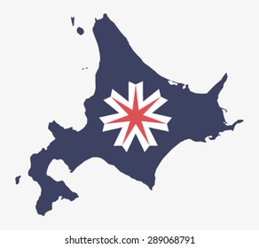 hokkaido map with flag