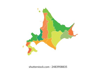 Hokkaido map isolated modern colorful style. for website layouts, background, education, precise, customizable, Travel worldwide, map silhouette backdrop, earth geography, political, reports. 