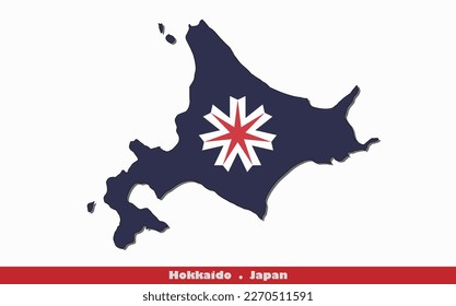 Hokkaido Prefecture in Japan Flag Map
