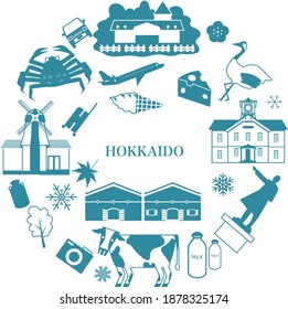 Hokkaido sightseeing travel illustration icon
