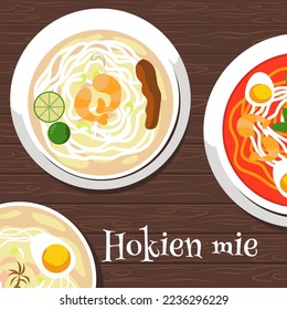 hokkien mie flat style illustration vector design