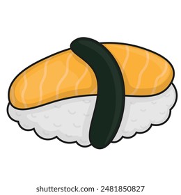 Hokkigai rice sushi Japanese traditional cuisine. Cartoon style of a Delicious Asian food illustration and concept for web or banner design element