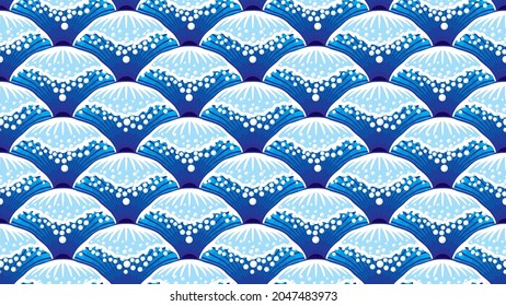 Hokusai Inspired Big Wave of Kanagawa Pattern - Seamless Vector Tile 16x9