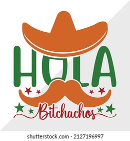 Hola Bitchachos holiday printable vector illustration