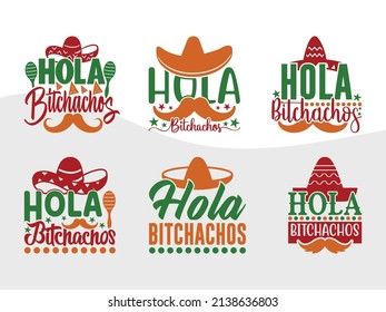 Hola Bitchachos Holiday Printable Vector Illustration