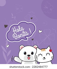 Hola Bonita. Lettering. Translation from Spanish - Hi cute.