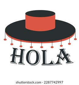 Hola Card sombrero vector illustration