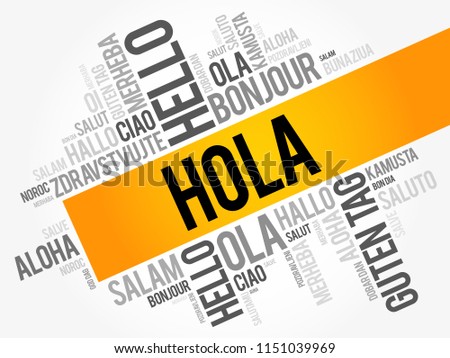 Hola (Hello Greeting in Spanish) word cloud in different languages of the world, background concept