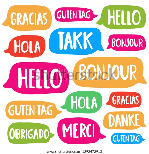 Hola Hello Guten Tag Bonjour Gracias : Image Vectorielle De Stock ...