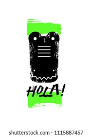 Hola slogan graphic, with alligator sign vector illustrations. For t-shirt print and other uses. Part of set