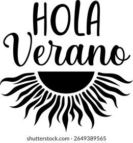 Hola Verano. Summer vector lettering. Spanish text: Hello Summer.