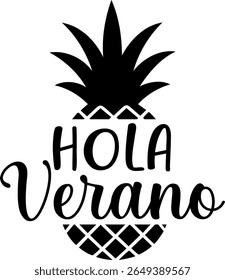 Hola Verano. Summer vector lettering. Spanish text: Hello Summer.