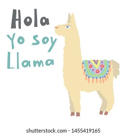  Hola yo soy hello I am llama vector illustration