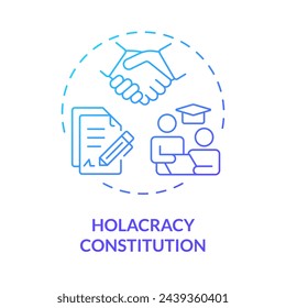 Icono de concepto de gradiente azul de la constitución de Holacracy. Reglas y estructuras de la organización holocrática. Ilustración de línea de forma redonda. Idea abstracta. Diseño gráfico. Fácil de usar en material promocional