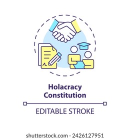 Holacracy constitution multi color concept icon. Rules and structures of holacracy organization. Round shape line illustration. Abstract idea. Graphic design. Easy to use in promotional material