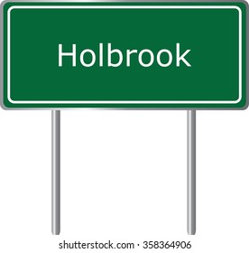 Holbrook , Arizona , road sign green vector illustration, road table, USA city