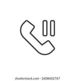 Hold call line icon. linear style sign for mobile concept and web design. A phone with a pause outline vector icon. Call on hold symbol, logo illustration. Vector graphics