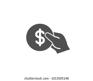 Hold Coin simple icon. Banking currency sign. Dollar or USD symbol. Quality design elements. Classic style. Vector